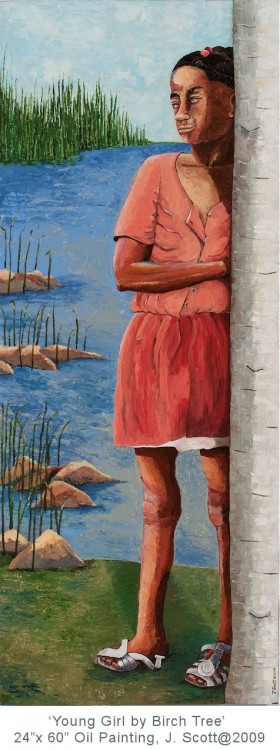 Young Girl by the Birch Tree
