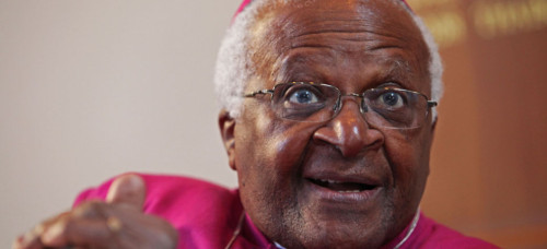 Nobel peace laureate Desmond Tutu talks during a press conference in Cape Town, South Africa