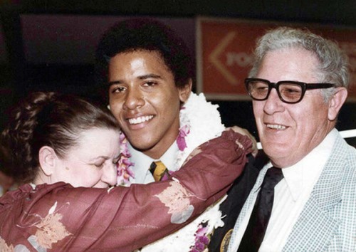 Barry and grandparents at his high school graduation