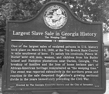 weeping-time-plaque The location of the auction has become a historical site