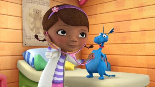 Doc McStuffins with Stuff in a scene from Disney Junior's animated series "Doc McStuffins"