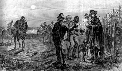 Slave patrols (called patrollers, pattyrollers or paddy rollers by the slaves) were organized groups of three to six white men who enforced discipline upon black slaves during the antebellum U.S. southern states. They policed the slaves on the plantations and hunted down fugitive slaves. Patrols used summary punishment against escapees, which included maiming or killing them. Beginning in 1704 in South Carolina, slave patrols were established and the idea spread throughout the southern states. The institution of policing in America can be traced back to the slave patrols. (Wikipedia)