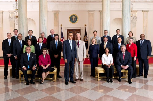 President Obama, Vice-President Biden, and the Cabinet in July 2012.