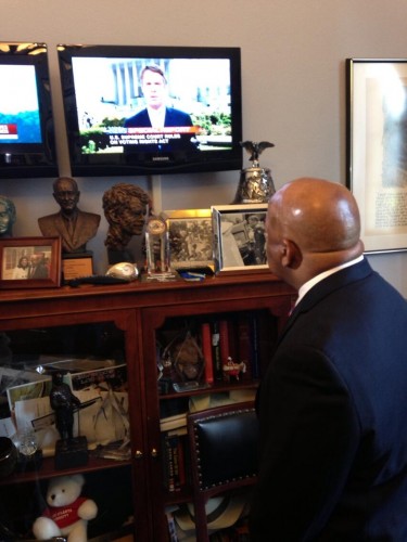 Congressman John Lewis, who was severely beaten during the voting rights march from Selma to Montgomery, watches Voting Rights decision with @abc. He says he is "sad and dismayed."