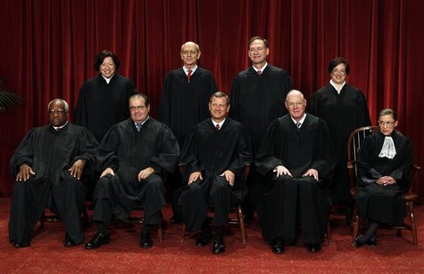 Supreme Court Justices (L to R): Thomas, Sotomayor, Scalia, Breyer, Roberts, Alito, Kennedy, Kagan, Ginsberg