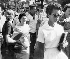 Elizabeth Eckford  is one of the Little Rock Nine,  who, in 1957, were the first black students ever to attend classes at Little Rock Central High School in Little Rock, Arkansas.