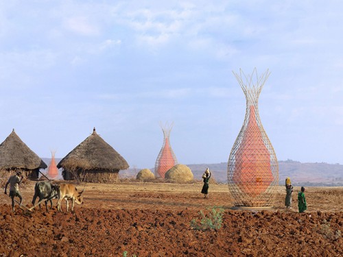 These towers, designed by an Italian architect, collect clean water from dew and fog.