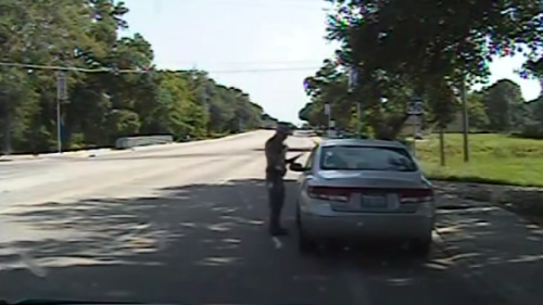 Texas State Trooper Brian Encinia stops Sandra Bland's vehicle.