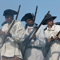 Historical reenactment: militia at Colonial Williamsburg