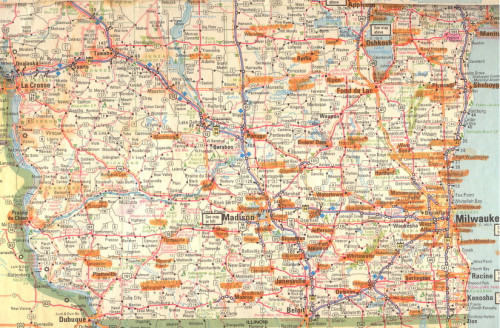 Sundown towns highlighted on this map represent a partial listing of those found in Wisconsin. Research is ongoing. Image courtesy James Loewen.