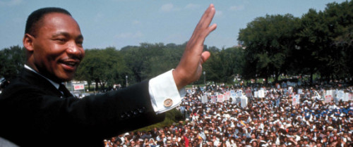 Dr. Martin Luther King Jr. giving his I Have a Dream speech to huge crowd gathered for the Mall in Washington DC during the March on Washington for Jobs &amp; Freedom (aka the Freedom March) on August 28, 1963.