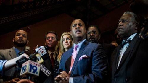 Attorney and state Rep. Todd Rutherford (center) with fellow lawmakers at the South Carolina Statehouse July 9, 2015, in Columbia SEAN RAYFORD/GETTY IMAGES
