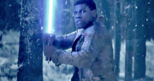 Boyega in character as former stormtrooper Finn