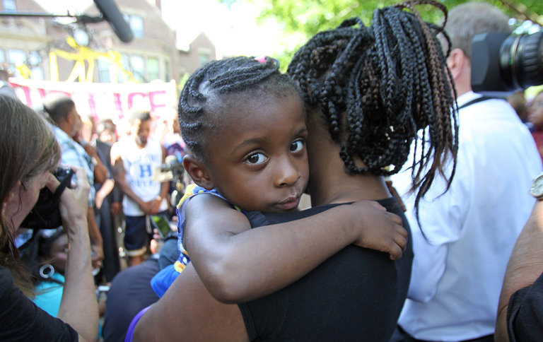 The daughter of Diamond Reynolds, whose boyfriend, Philando Castile, was shot by the police in Minnesota last week. Credit Eric Miller/Reuters