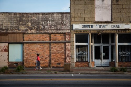Downtown Sparta, about 100 miles southeast of Atlanta. The Board of Elections and Registration that oversees Sparta systematically questioned the registrations of more than 180 of its black citizens. Credit Kevin D. Liles for The New York Times