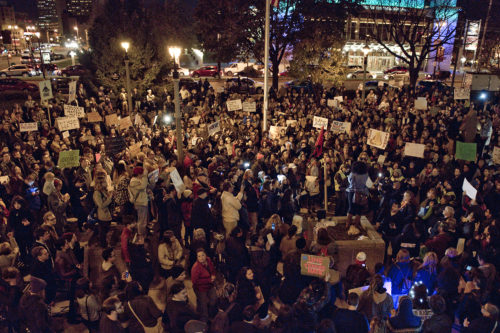 Black Lives Matter protest in Milwaukee, Wisconsin, the day after the election. Photo by Barbara Miner.