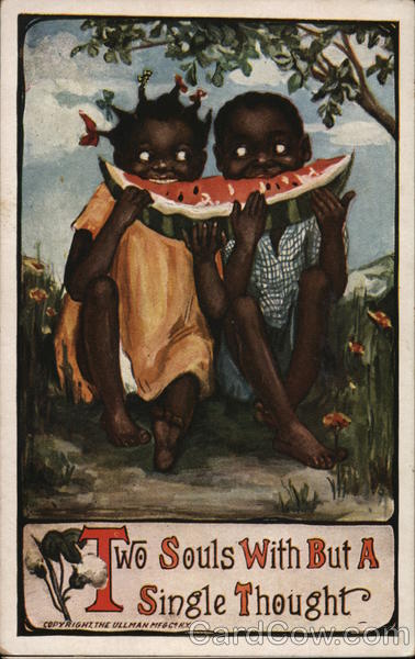 This greeting card is considered "collectable" and is being sold online, along with other Jim Crow images, today.