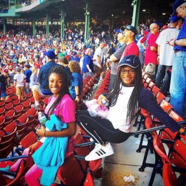 The Cook sisters at Fenway Park.
