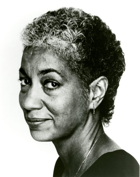 June Jordan posing for the cover of her book, Moving Towards Home. 1989. Gwen Philips.
