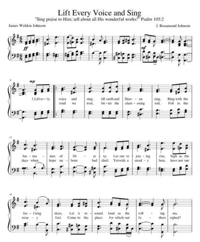 The score of Lift Ev'ry Voice and Sing!