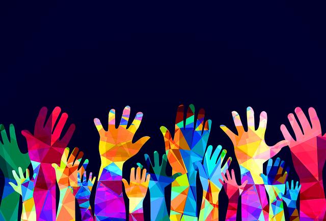 hands raised black background hands raised black background