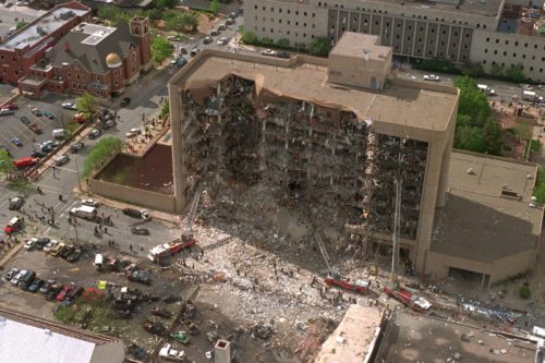 The aftermath of the Oklahoma City Bombing.