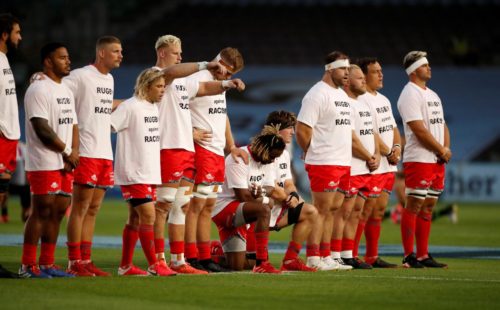 South African Rugby team reflection against racism before match