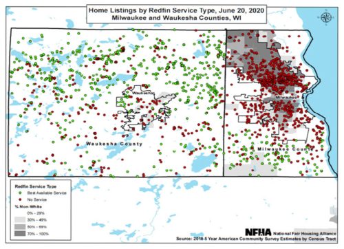 Home listings in Milwaukee County by Redfin service type, June 2020.
