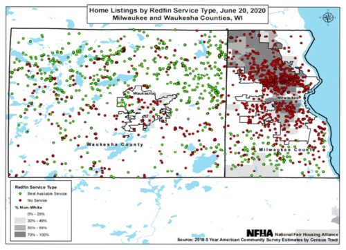 Redfin Home listings in Milwaukee County by Redfin service type, June 2020.