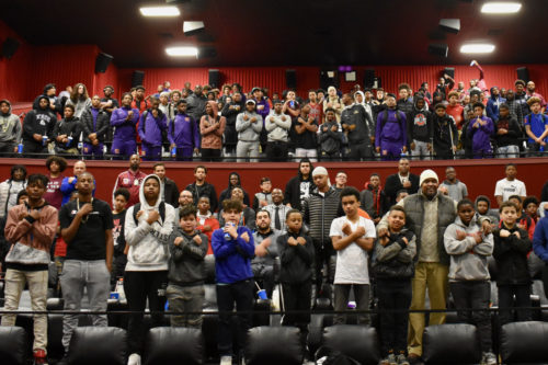 Design Your Future” is built on the outreach work of groups like MPS’ Department of Black and Latino Male Achievement, or BLMA. Here participants of BLMA pose after a screening of “Black Panther” in 2018. (Photo provided by MPS)