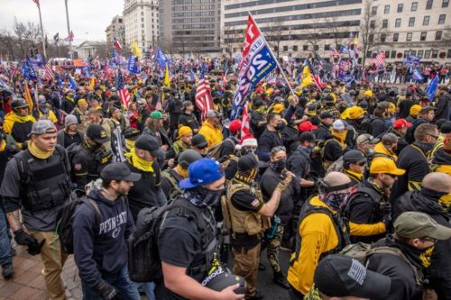 Proud Boys and Trump supporters amassing at Washington D.C..
