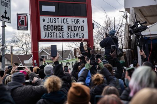 A celebration at George Floyd Square in Minneapolis after Derek Chauvin, a former police officer, was found guilty of murder on Tuesday.Credit...Victor J. Blue for The New York Times