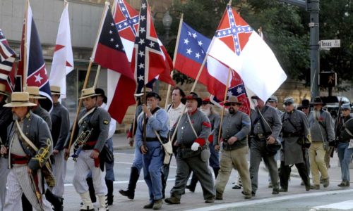 Sons of Confederate Veterans members and others march through downtown Shreveport, Louisiana, on 3 June 2011. Photograph: Val Horvath Davidson/AP