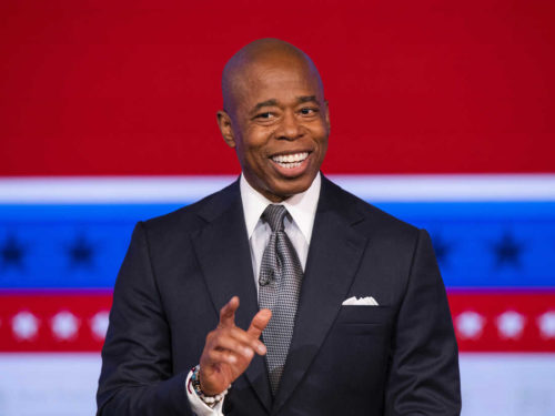 Eric Adams Eric Adams, Brooklyn borough president and Democratic candidate for New York City mayor speaks during a debate with Republican candidate for New York City mayor Curtis Sliwa at the ABC 7 studios in New York, Tuesday, Oct. 26, 2021. (Eduardo Munoz/Pool Photo via AP)