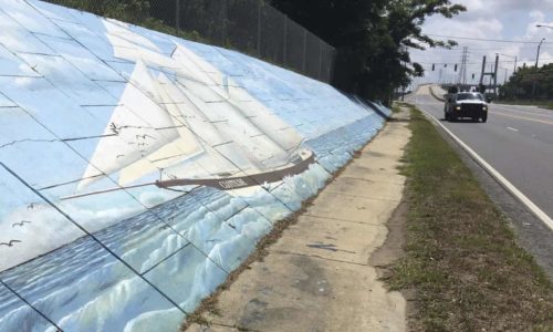 A mural of the slave ship Clotilda along Africatown Boulevard in Mobile, Alabama. Photograph: Kevin McGill/AP