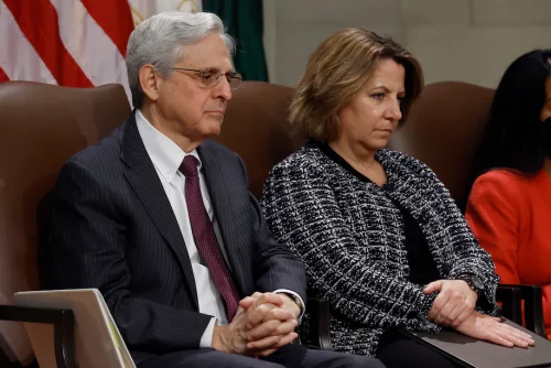 Attorney General Merrick Garland, pictured with Deputy Attorney General Lisa Monaco, released an update to the Justice Department's use-of-force policy. (Chip Somodevilla/Getty Images)