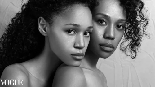 linda-and-evangeline-charlie Evangeline, left, and Linda Charlie posing for an editorial photo published online in PhotoVogue. (Submitted by Katherine Kingston)