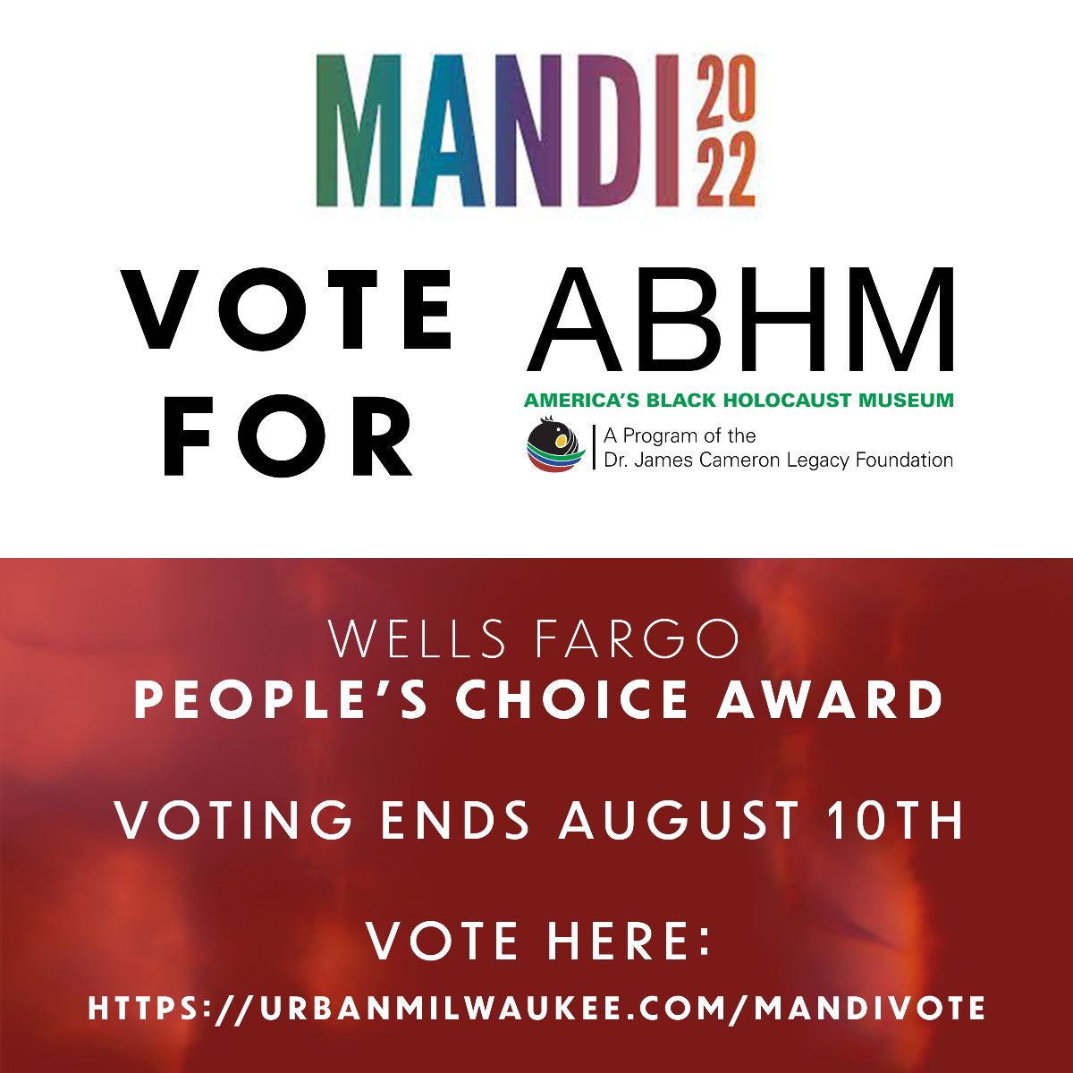 Vote for ABHM in the 2022 Mandi Awards America's Black Holocaust Museum