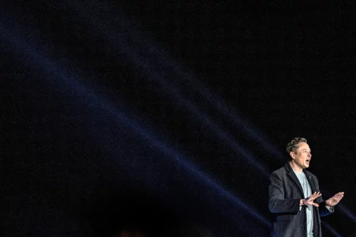 Elon Musk at a news conference Feb. 10 2022. (Jim Watson / AFP via Getty Images)