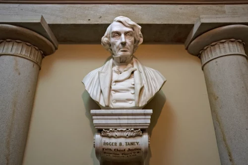 A marble bust of Chief Justice Roger Taney in the Old Supreme Court Chamber in the U.S. Capitol. (J. Scott Applewhite / AP file)