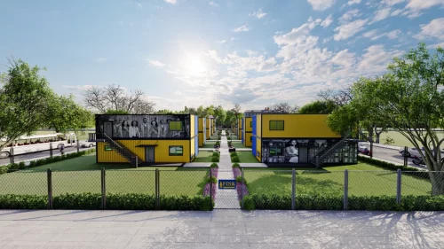 A rendering of a plan to use shipping containers for housing at Fisk University. (Fisk University)