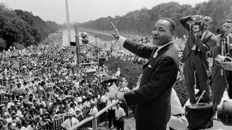 Dr. King in front of a crowd