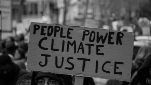 Marche_pour_le_climat_du_8_decembre_2018_Paris_–_20 Environmental justice recognizes ho people of color suffer more from environmental issues (Jules Xénard, CC BY-SA 4.0 , via Wikimedia Commons)