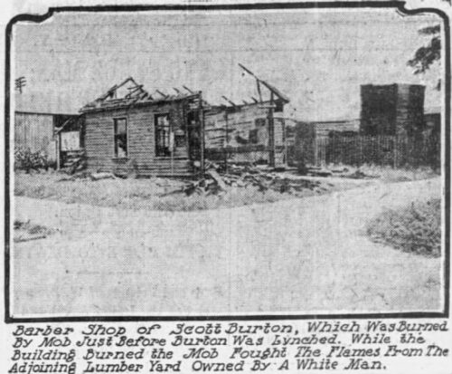 Remains_of_Scott_Burton's_Barbershop Scott Burton was a victim of racialized violence during the Springfield Massacre (Chicago Tribune)