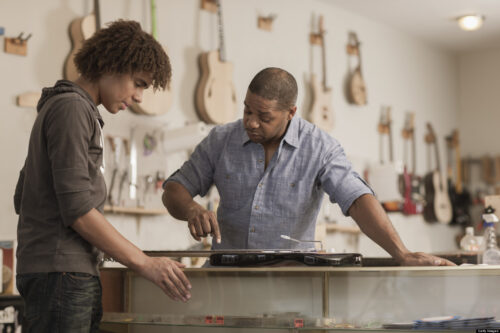o-BLACK-TEENS-BUSINESS-facebook Father and son in music workshop