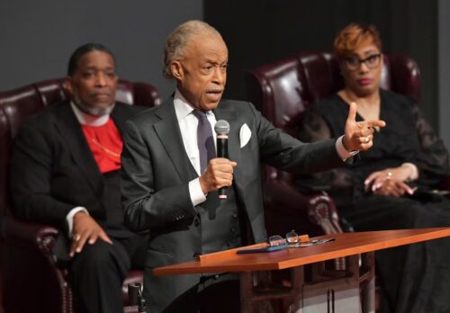 Reverend Sharpton speaks at a memorial for the victims (&copy; The Florida Times-Union 2023)