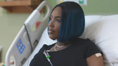 download Patient Victoria Grey on the day she received an infusion as part of the CRISPR trial (Sarah Cannon Research Institute)