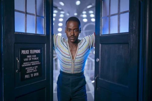 Ncuti Gatwa in TARDIS doors