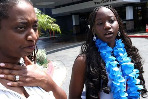 Mekeish Madden Toby and her daughter Zoe Toby, whose graduation was moved up due to the threat of ICE (Genaro Molina/Los Angeles Times via Getty Images)
