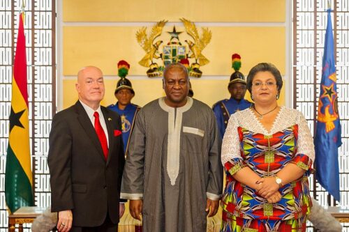 Robert Porter Jackson, John Dramani Mahama, and Mrs. Hannah Tetteh,